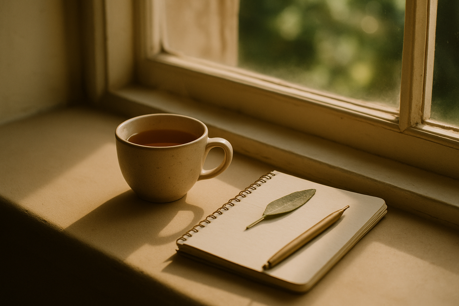 Quiet morning tea on a windowsill — the slow practice that compounds